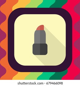 lipstick flat icon with long shadow, vector illustration