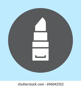 Lipstick flat icon, round button, circular vector sign. Flat style design white pictogram