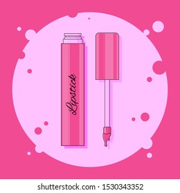 lipstick flat illustration. Modern vector card concept for design and web.