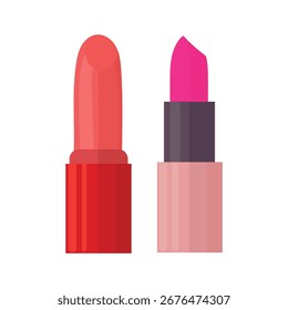 Lápiz labial. Clipart de Vector plano, ilustración con fondo aislado.