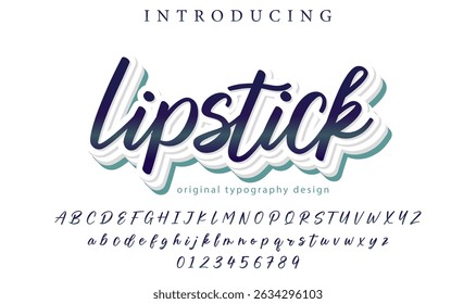 Fonte batom Pincel elegante pintado com letras maiúsculas vetoriais, alfabeto, fonte