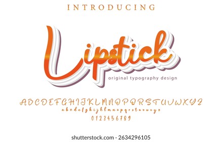 Fonte batom Pincel elegante pintado com letras maiúsculas vetoriais, alfabeto, fonte