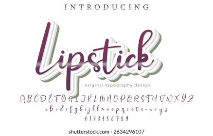 Fonte batom Pincel elegante pintado com letras maiúsculas vetoriais, alfabeto, fonte