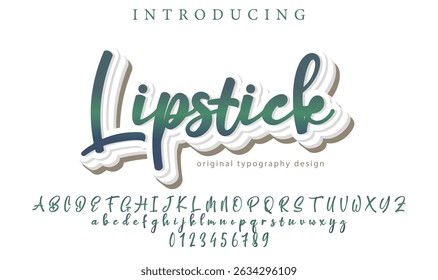 Fonte batom Pincel elegante pintado com letras maiúsculas vetoriais, alfabeto, fonte