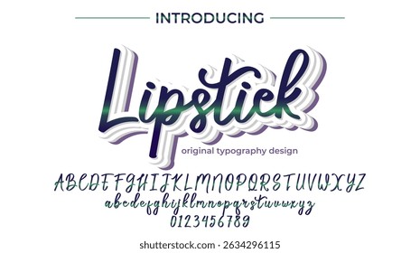 Fonte batom Pincel elegante pintado com letras maiúsculas vetoriais, alfabeto, fonte