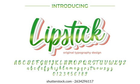 Fonte batom Pincel elegante pintado com letras maiúsculas vetoriais, alfabeto, fonte
