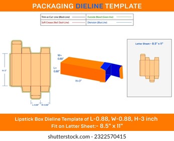 Lipstick Gift Box Deline Template L 0.88xW 0.88xH 3 inch