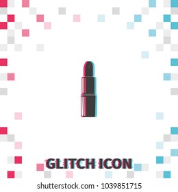 Lipstick  glitch effect vector icon.