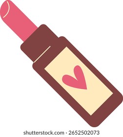 Lipstick with a heart decoration Flat Illustration