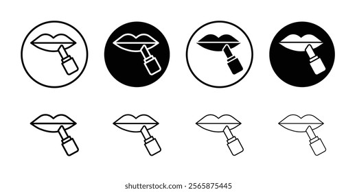 Lipstick icon Black and white outline vector