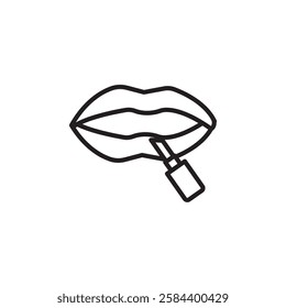 Lipstick icon black and white vector outline sign
