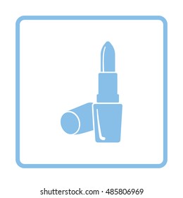 Lipstick icon. Blue frame design. Vector illustration.
