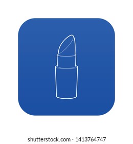 Lipstick icon blue vector isolated on white background