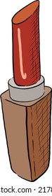 Lipstick Icon in Cartoon style. Female Beauty Product for Lip Makeup Pictogram. Pomade with Cap Icon. Cosmetic Balm for Lip. Isolated Vector Illustration.