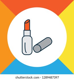 Lipstick icon colored line symbol. Premium quality isolated pomade element in trendy style.