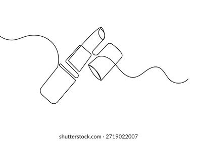 ícone de batom desenho contínuo de uma linha beleza minimalista delineamento cosmético vetor ilustração