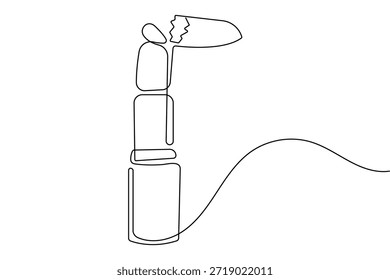 ícone de batom desenho contínuo de uma linha beleza minimalista delineamento cosmético vetor ilustração