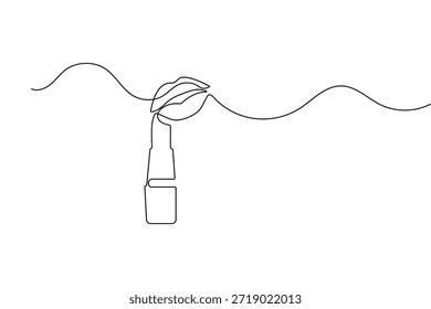 ícone de batom desenho contínuo de uma linha beleza minimalista delineamento cosmético vetor ilustração
