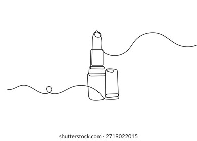 ícone de batom desenho contínuo de uma linha beleza minimalista delineamento cosmético vetor ilustração
