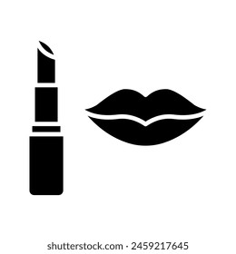 lipstick icon. Cosmetic sign color editable