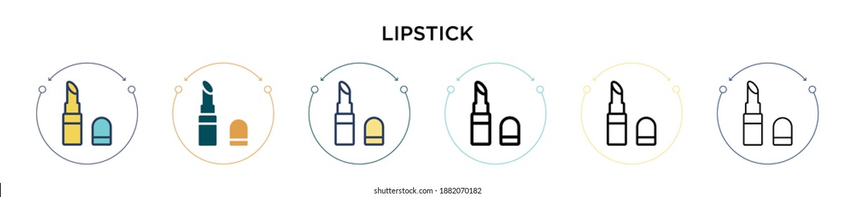 Lipstick icon in filled, thin line, outline and stroke style. Vector illustration of two colored and black lipstick vector icons designs can be used for mobile, ui, web