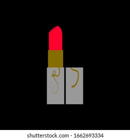 lipstick icon. flat illustration of lipstick vector icon. lipstick sign symbol in black background.