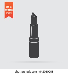 Lipstick icon in flat style isolated on grey background. For your design, logo. Vector illustration.