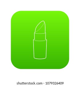 Lipstick icon green vector isolated on white background
