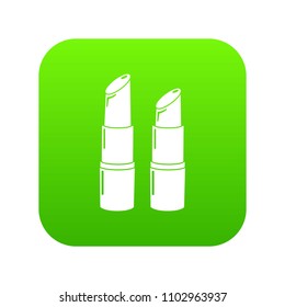 Lipstick icon green vector isolated on white background