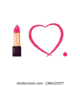 Lipstick icon isolated on white background. Makeup for lip. Vector flat design