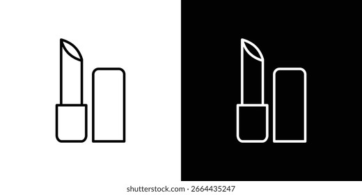 Lipstick icon in line shapes, thin line design vector illustration