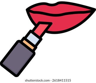 Lipstick Icon Lineal Color Vector Illustration