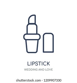 Lipstick icon. Lipstick linear symbol design from Wedding and love collection. Simple outline element vector illustration on white background.