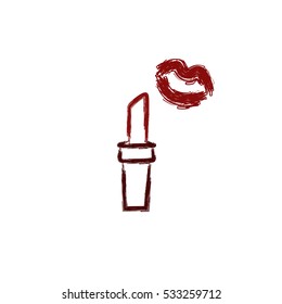 Lipstick icon. Next kiss lipstick on a white background