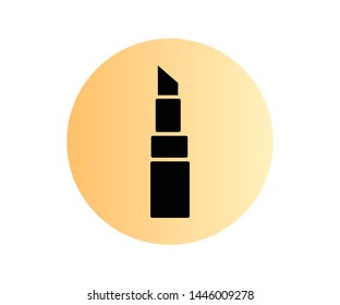 lipstick icon on beige background