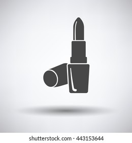 Lipstick icon on gray background, round shadow. Vector illustration.