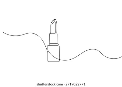 Esquema del icono del lápiz labial en una línea continua estilo de dibujo minimalista Ilustración vectorial aislada