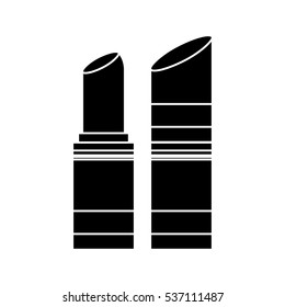 lipstick icon over white background. makeup concept. black and white design. vector illustration