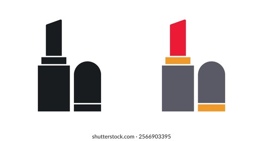 Lipstick icon set in black and colored