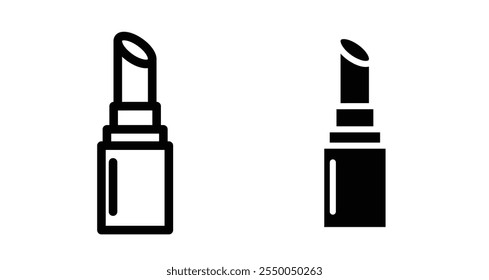 Lippenstift Icon Set in schwarz gefüllt und Linie.