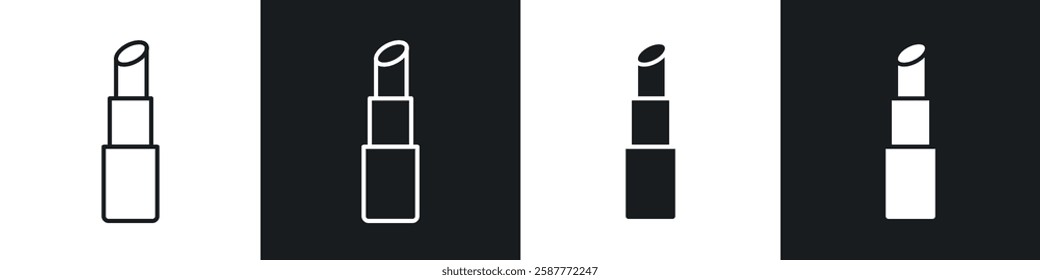 Lipstick icon set black and white colors. Graphic Vector icons pack