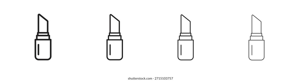 Conjunto de ícones de batom. Uma coleção de ícones simples de traçados finos pretos