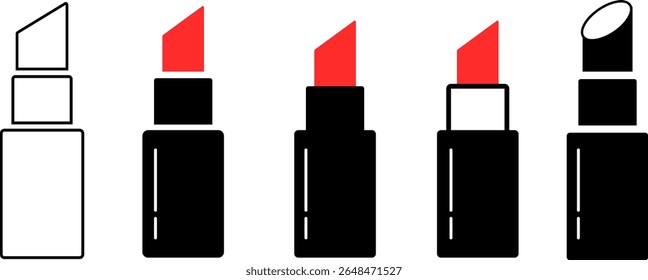 ícone de batom definido. Cosméticos e beleza Ícones. mulheres maquiagem projetos