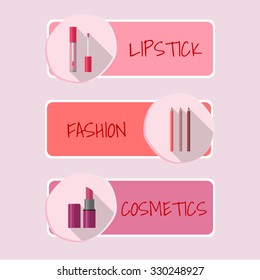 Lipstick icon set. Flat design style modern vector illustration. Isolated on stylish color background.