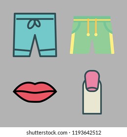 lipstick icon set. vector set about nail, shorts and lips icons set.