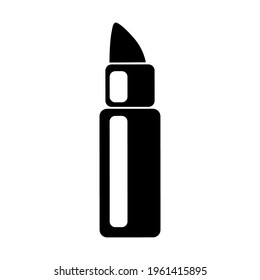 Lipstick icon. Simple black and white logo of lipstick. Vector illustration.