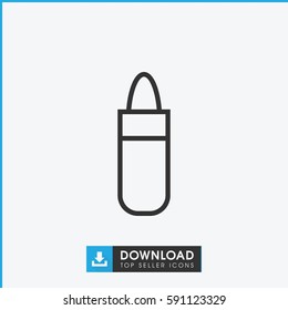 lipstick icon. Simple outline lipstick vector icon. On white background.