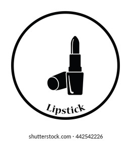 Lipstick icon. Thin circle design. Vector illustration.
