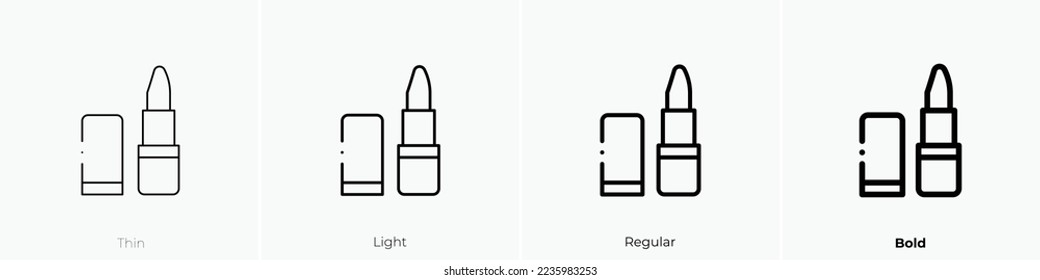 icono de lápiz labial. Diseño delgado, ligero y audaz aislado en un fondo blanco