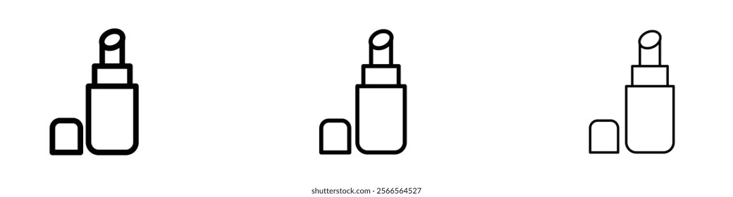 Lipstick icon in tree different line stroke sizes.